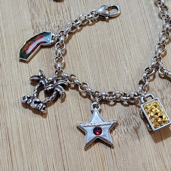 Brighton California state palm trees gold wine charm bracelet - Picture 3 of 7